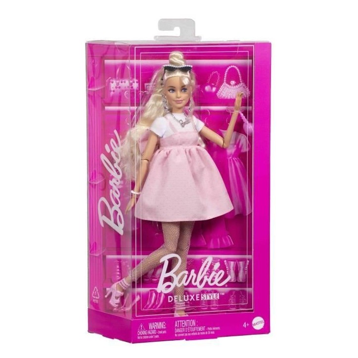 Barbie-Deluxe Style-Poupée Barbie Blonde a Robe Rose Pastel - 4ans+ - HYV27 Barbie-Deluxe Style-Poupée Barbie Blonde a Robe Rose Pastel - 4ans+ - HYV27