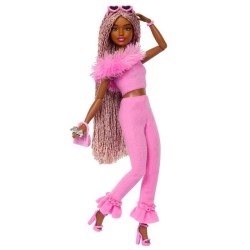 Barbie-Deluxe Style-Poupée Barbie a Combinaison Rose Tissu Doux - 4 a