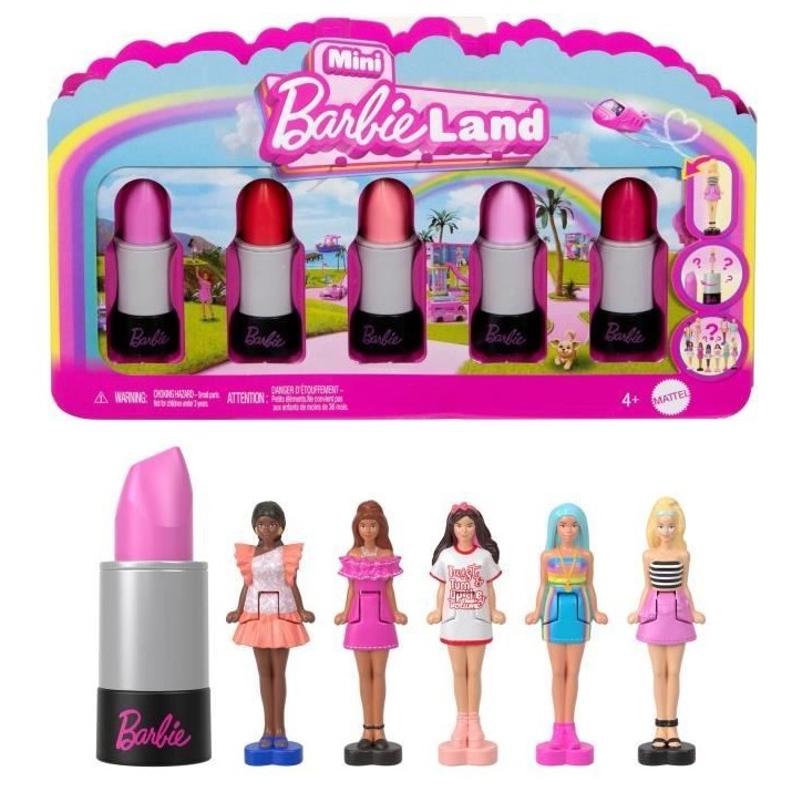 BARBIE Coffret Mini BarbieLand 6 rouge a levres avec mini poupées - JBD26 BARBIE Coffret Mini BarbieLand 6 rouge a levres avec mini poupées - JBD26