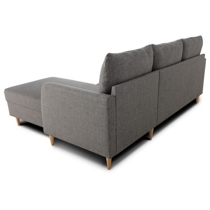 Canapé d'angle fixe 3 places CHIPY - Tissu anthracite - Réversible - L 192 x P 137 x H 82 cm - Pieds noir Canapé d'angle fixe 3 places CHIPY - Tissu anthracite - Réversible - L 192 x P 137 x H 82 cm - Pieds noir