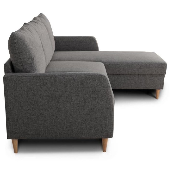 Canapé d'angle fixe 3 places CHIPY - Tissu anthracite - Réversible - L 192 x P 137 x H 82 cm - Pieds noir Canapé d'angle fixe 3 places CHIPY - Tissu anthracite - Réversible - L 192 x P 137 x H 82 cm - Pieds noir