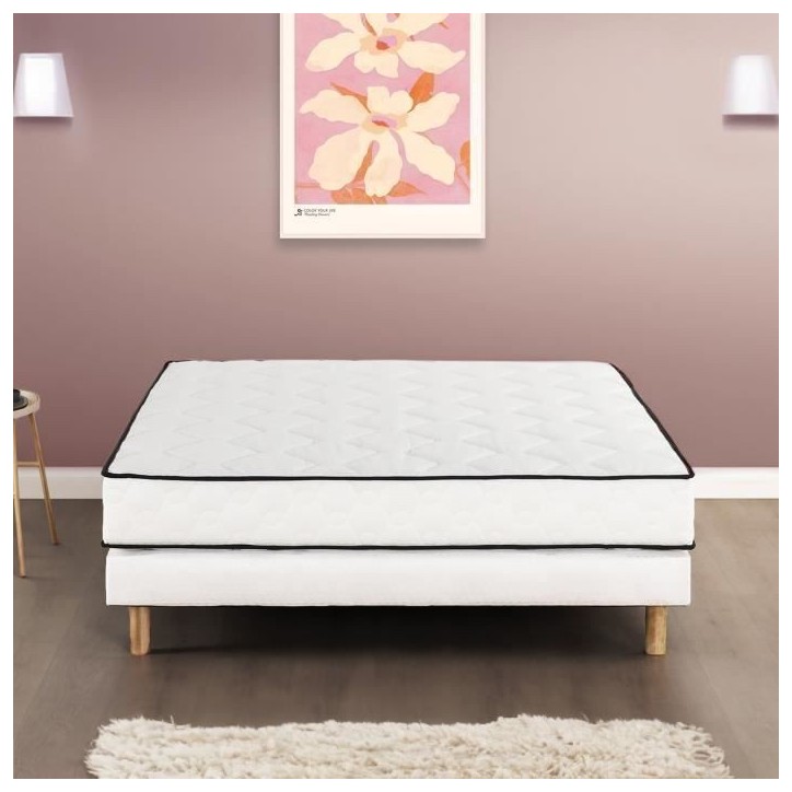 Matelas 90 x 190 cm - Hauteur 24 cm - 380 ressorts ensachés - 7 zones - Equilibré - réversible - fabriqué en Belgique Matelas 90 x 190 cm - Hauteur 24 cm - 380 ressorts ensachés - 7 zones - Equilibré - réversible - fabriqué en Belgique