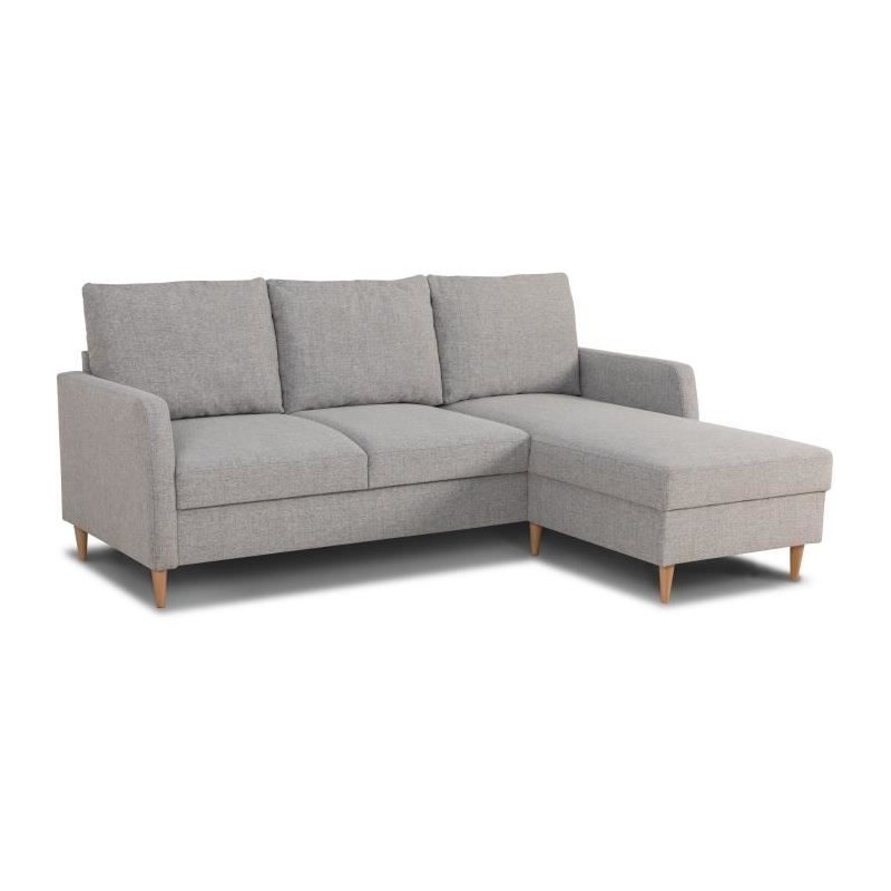 Canapé d'angle fixe 3 places CHIPY - Tissu gris souris - Réversible Canapé d'angle fixe 3 places CHIPY - Tissu gris souris - Réversible