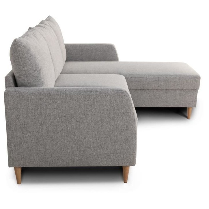Canapé d'angle fixe 3 places CHIPY - Tissu gris souris - Réversible - L 192 x P 137 x H 82 cm - Pieds bois naturel Canapé d'angle fixe 3 places CHIPY - Tissu gris souris - Réversible - L 192 x P 137 x H 82 cm - Pieds bois naturel