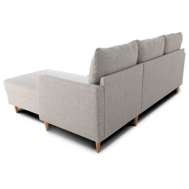 Canapé d'angle fixe 3 places CHIPY - Tissu gris souris - Réversible - L 192 x P 137 x H 82 cm - Pieds bois naturel Canapé d'angle fixe 3 places CHIPY - Tissu gris souris - Réversible - L 192 x P 137 x H 82 cm - Pieds bois naturel
