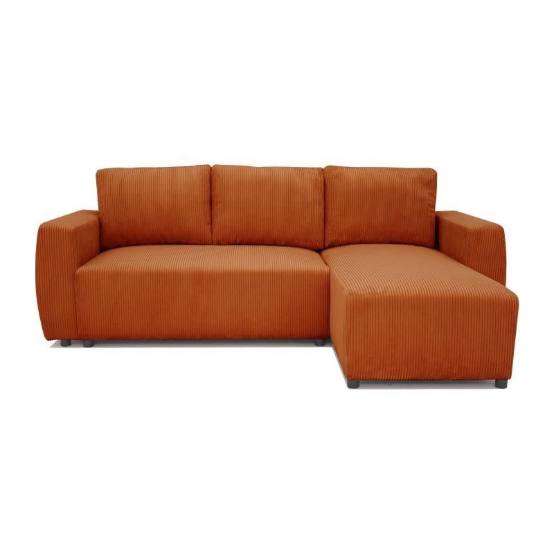 Canapé d'angle convertible 3 a 4 places PHARELL - Tissu velours cotel Canapé d'angle convertible 3 a 4 places PHARELL - Tissu velours cotel