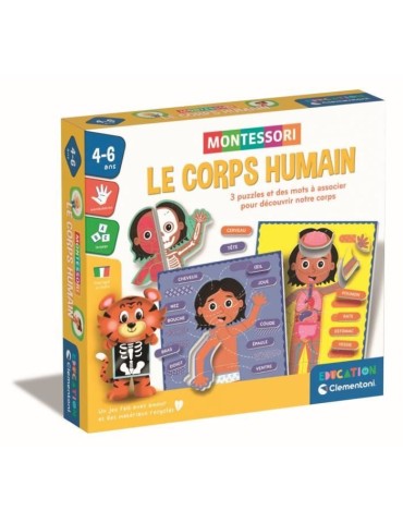 Montessori - Clementoni - Le Corps Humain - Jeu éducatif pour apprendre comment est fait le corps a l'interieur et a l'exterieu