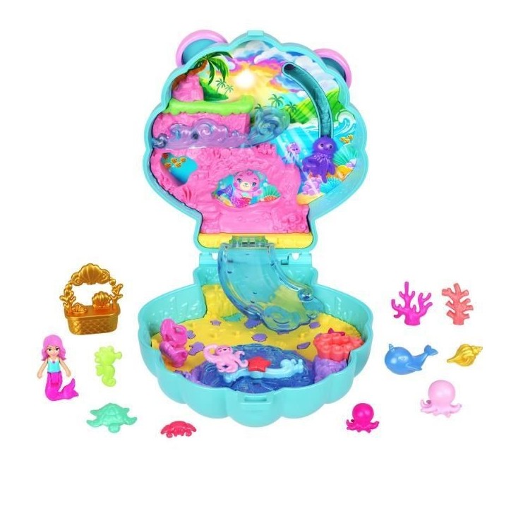 Polly Pocket - Coffret Île des paillettes - Mini-figurine et animaux - Polly Pocket - JCB16 Polly Pocket - Coffret Île des paillettes - Mini-figurine et animaux - Polly Pocket - JCB16