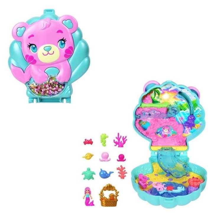 Polly Pocket - Coffret Île des paillettes - Mini-figurine et animaux - Polly Pocket - JCB16 Polly Pocket - Coffret Île des paillettes - Mini-figurine et animaux - Polly Pocket - JCB16