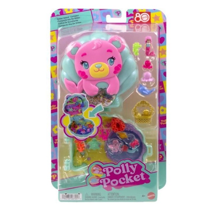 Polly Pocket - Coffret Île des paillettes - Mini-figurine et animaux - Polly Pocket - JCB16 Polly Pocket - Coffret Île des paillettes - Mini-figurine et animaux - Polly Pocket - JCB16