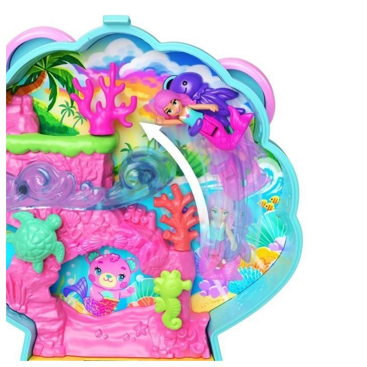 Polly Pocket - Coffret Île des paillettes - Mini-figurine et animaux - Polly Pocket - JCB16 Polly Pocket - Coffret Île des paillettes - Mini-figurine et animaux - Polly Pocket - JCB16