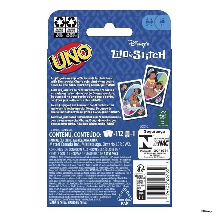 Mattel Games - Disney UNO Lilo et Stitch-Jeu de cartes pour les enfants et la famille JCC10 Mattel Games - Disney UNO Lilo et Stitch-Jeu de cartes pour les enfants et la famille JCC10