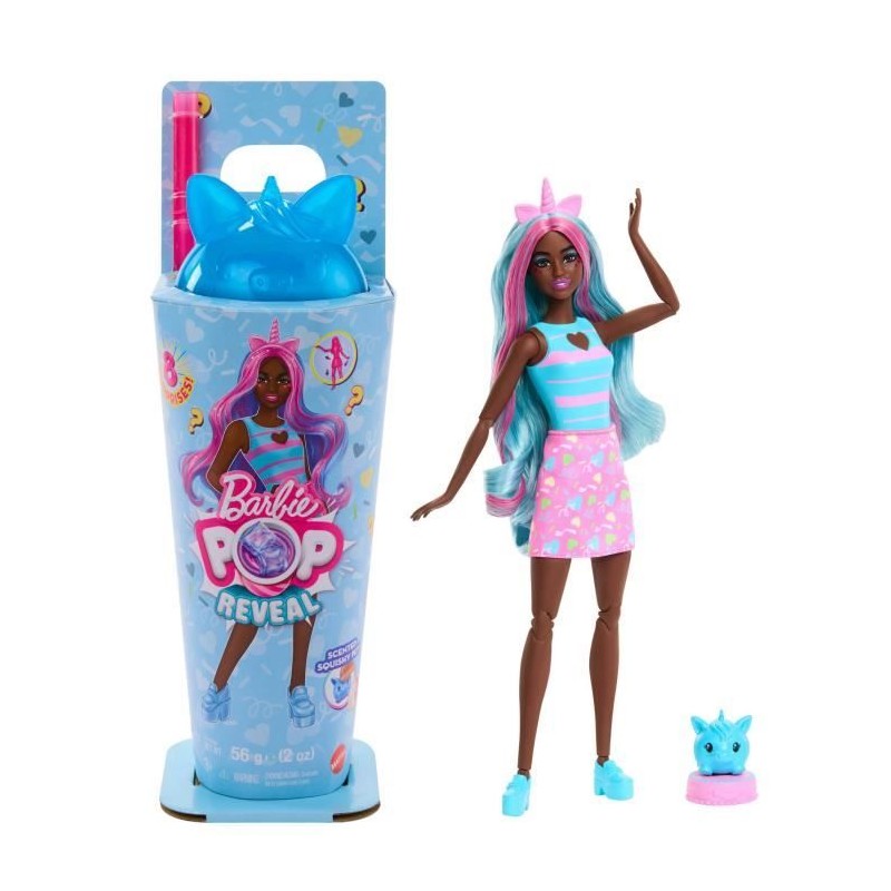 Barbie-Pop Reveal-Poupée Licorne Et Accessoires Série Shakes - 3 ans Barbie-Pop Reveal-Poupée Licorne Et Accessoires Série Shakes - 3 ans