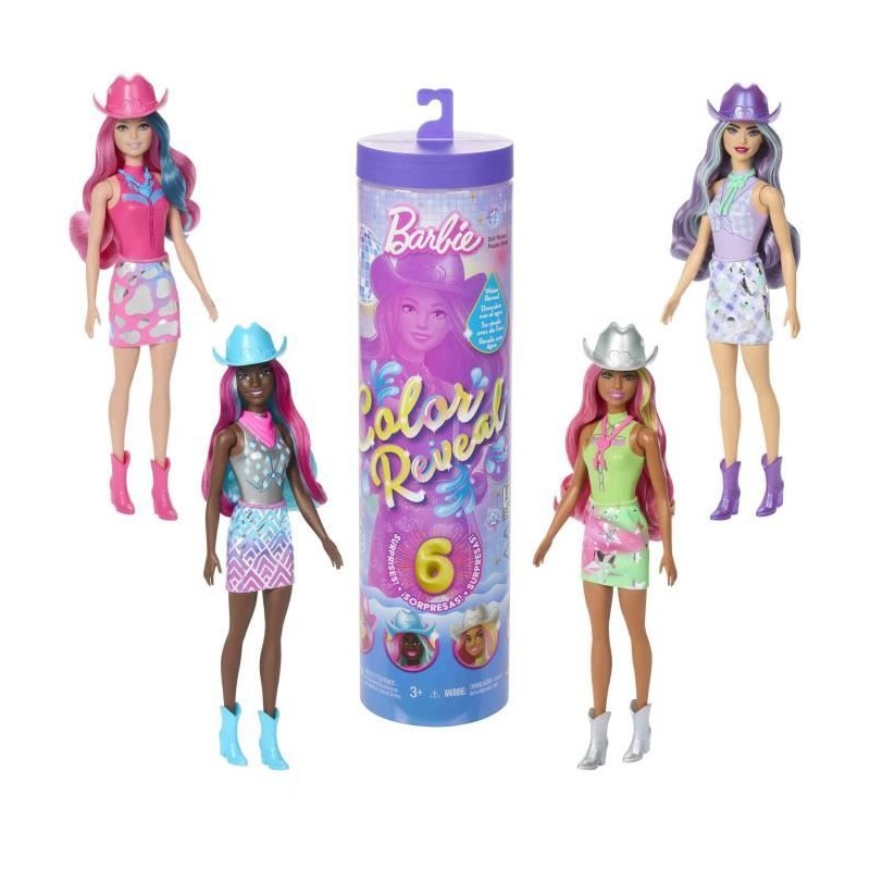 Barbie-Poupée Barbie Color Reveal-Série Disco Country Star 6 Surpris Barbie-Poupée Barbie Color Reveal-Série Disco Country Star 6 Surpris