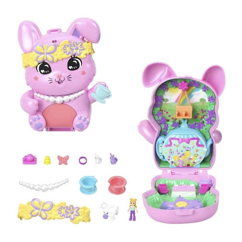 Polly Pocket-Coffret Jardin Lapin l'heure du thé -Jouet De Voyage - 4 Polly Pocket-Coffret Jardin Lapin l'heure du thé -Jouet De Voyage - 4