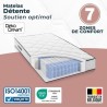 Matelas 90 x 190 cm - Hauteur 24 cm - 380 ressorts ensachés - 7 zones