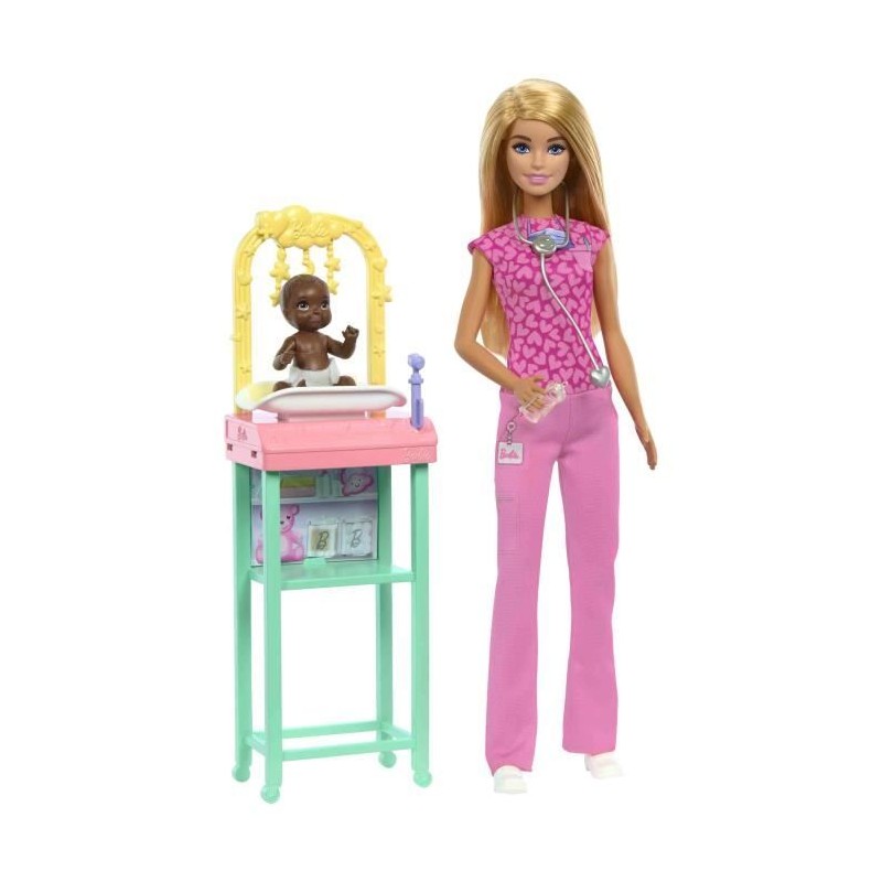 Barbie-Coffret Barbie Pédiatre-Poupée Blonde Et Poupée Bébé - 3 a Barbie-Coffret Barbie Pédiatre-Poupée Blonde Et Poupée Bébé - 3 a