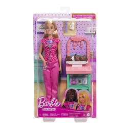 Barbie-Coffret Barbie Pédiatre-Poupée Blonde Et Poupée Bébé - 3 a