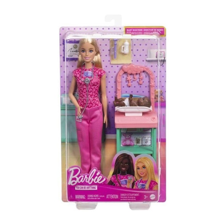 Barbie-Coffret Barbie Pédiatre-Poupée Blonde Et Poupée Bébé - 3 ans+- JCR72 Barbie-Coffret Barbie Pédiatre-Poupée Blonde Et Poupée Bébé - 3 ans+- JCR72
