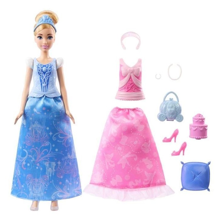 Princesses Disney-Poupée Cendrillon Et Tenues-Coffret Avec Accessoires - 3 ans+- JCR95