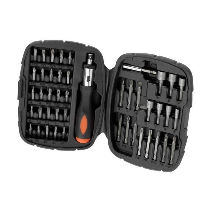 Kit tournevis et embouts a cliquet - BLACK+DECKER - A7039-XJ - 45 pieces Kit tournevis et embouts a cliquet - BLACK+DECKER - A7039-XJ - 45 pieces