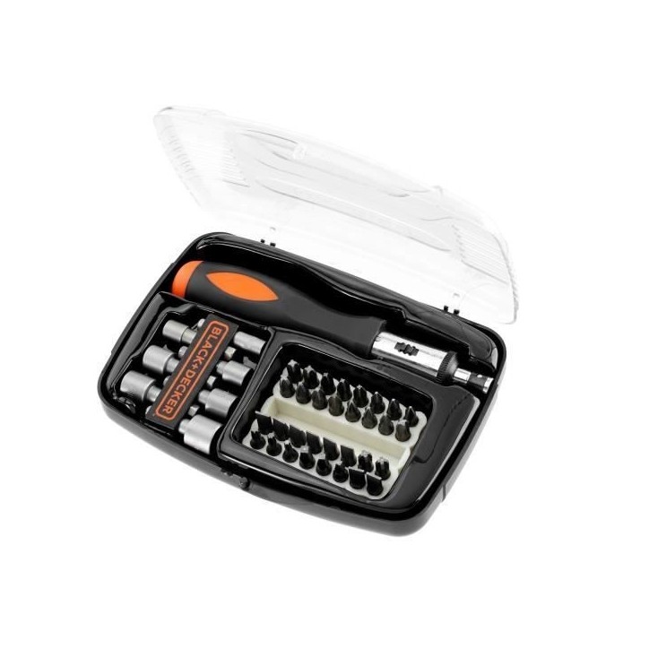 Kit de tournevis a cliquet - BLACK+DECKER - A7062-XJ - avec 39 accessoires