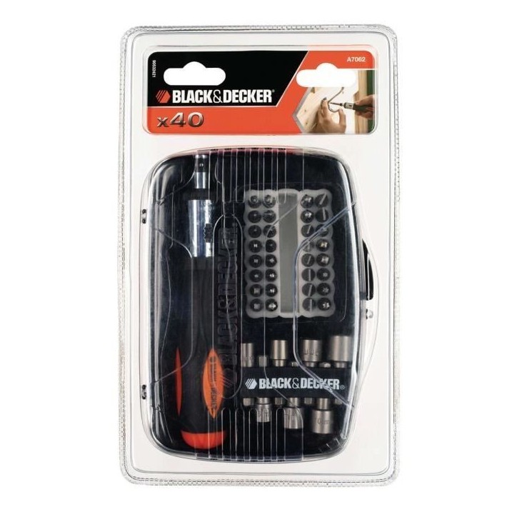 Kit de tournevis a cliquet - BLACK+DECKER - A7062-XJ - avec 39 accessoires