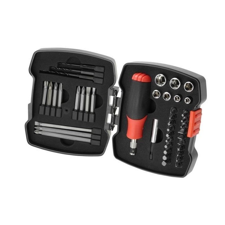 Coffret tournevis a cliquet - BLACK+DECKER - A7175-XJ - 43 pieces - embouts, douilles