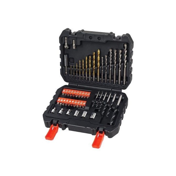 Coffret perçage vissage - BLACK+DECKER - A7188-XJ - 50 accessoires - forets, embouts, douilles Coffret perçage vissage - BLACK+DECKER - A7188-XJ - 50 accessoires - forets, embouts, douilles