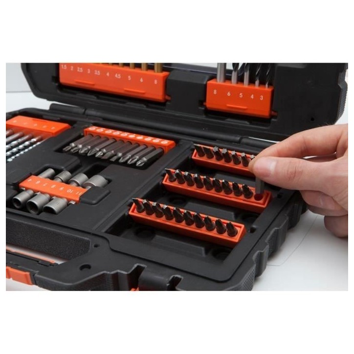 Coffret perçage vissage - BLACK+DECKER - A7231-XJ - 76 Accessoires - forets, douilles, embouts Coffret perçage vissage - BLACK+DECKER - A7231-XJ - 76 Accessoires - forets, douilles, embouts