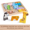 Fisher-Price - Puzzle Animaux en Bois - Tri de formes avec 13 pieces