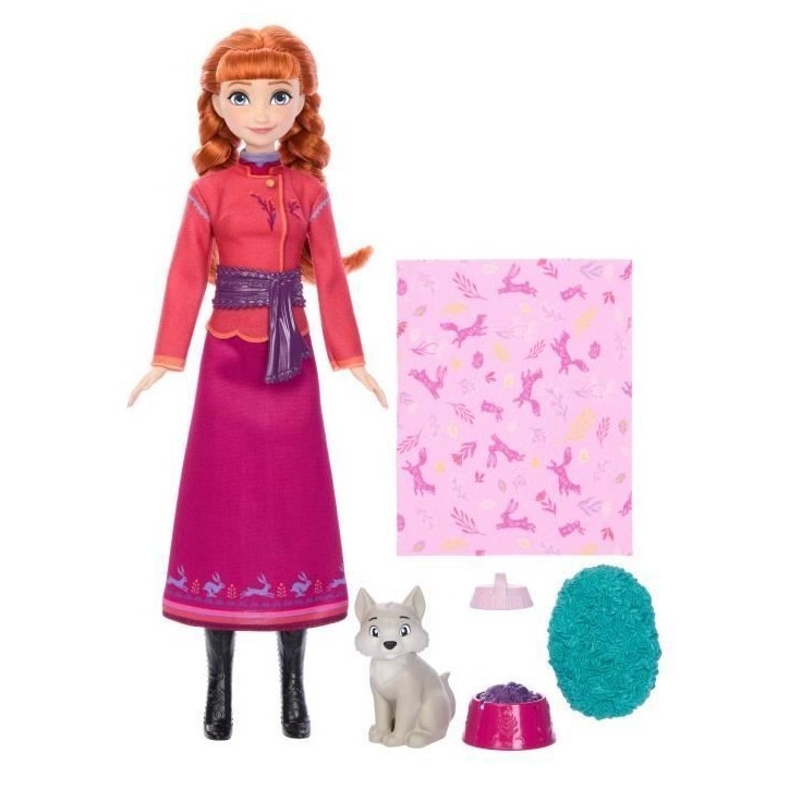 Disney La Reine des Neiges - Coffret Anna et le Louveteau - 4 accessoires - Disney Frozen - JFG17