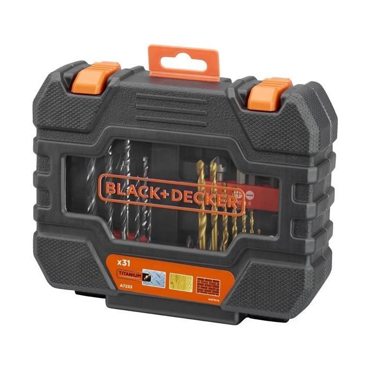 Coffret perçage et vissage - BLACK+DECKER - A7233-XJ - 31 accessoires - forets, embouts Coffret perçage et vissage - BLACK+DECKER - A7233-XJ - 31 accessoires - forets, embouts
