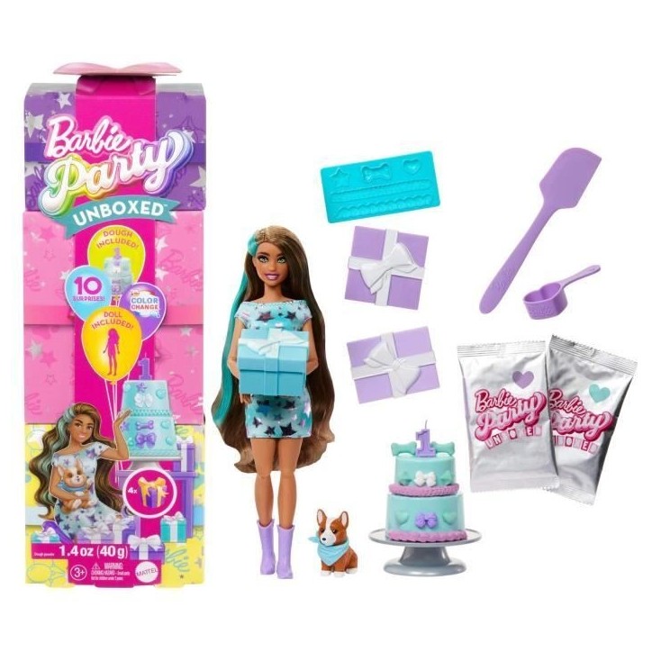 BARBIE Party unboxed chien bleu - JFG72 BARBIE Party unboxed chien bleu - JFG72