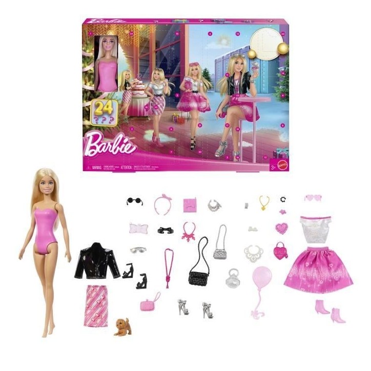 Barbie - Calendrier de l'Avent - Avec 24 pieces et accessoires - Barbie - JFL63 Barbie - Calendrier de l'Avent - Avec 24 pieces et accessoires - Barbie - JFL63