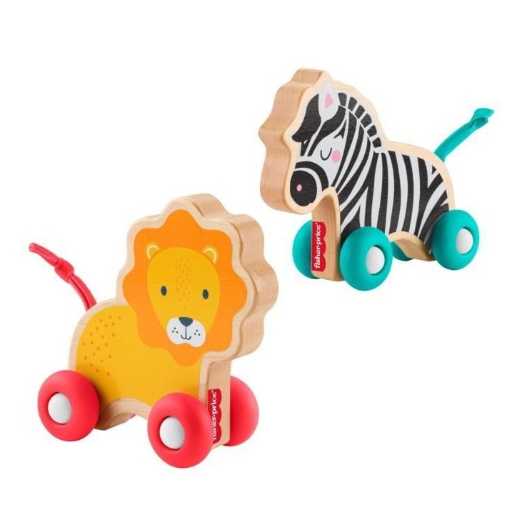 FISHER-PRICE Animaux a pousser en bois os - JFN19