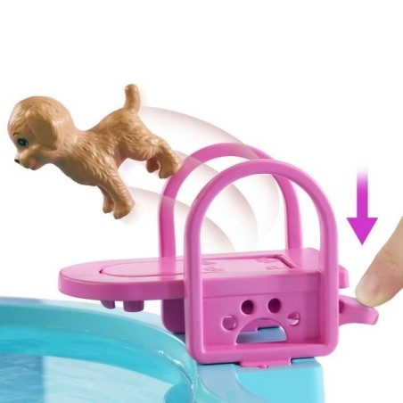 Barbie - Coffret Piscine de Reve - Toboggan et jacuzzi - Plus de 20 accessoires - Barbie - JFP01