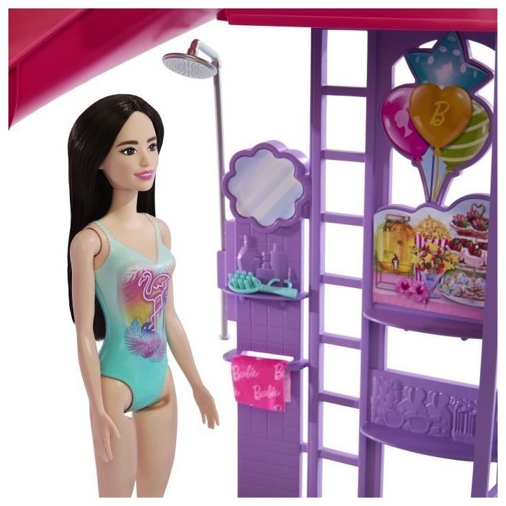 Barbie - Coffret Piscine de Reve - Toboggan et jacuzzi - Plus de 20 accessoires - Barbie - JFP01 Barbie - Coffret Piscine de Reve - Toboggan et jacuzzi - Plus de 20 accessoires - Barbie - JFP01