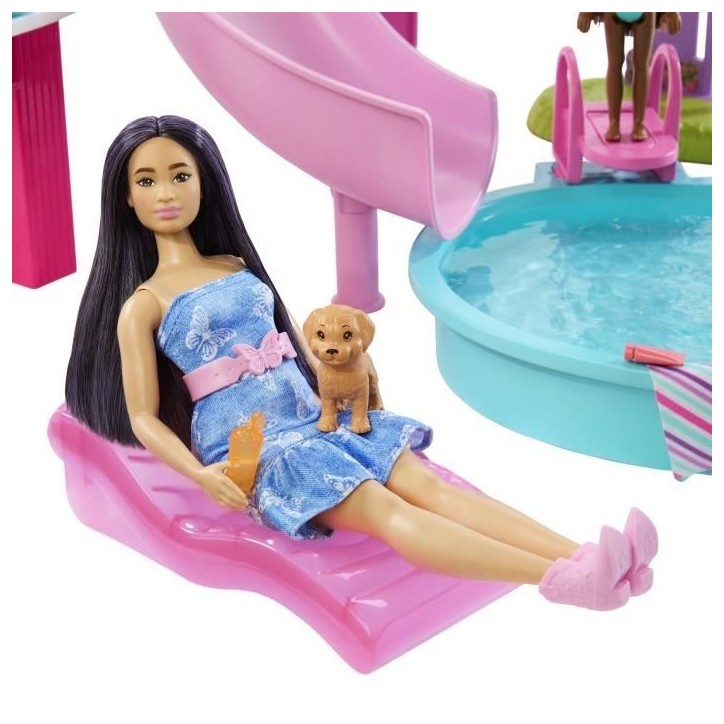 Barbie - Coffret Piscine de Reve - Toboggan et jacuzzi - Plus de 20 accessoires - Barbie - JFP01 Barbie - Coffret Piscine de Reve - Toboggan et jacuzzi - Plus de 20 accessoires - Barbie - JFP01