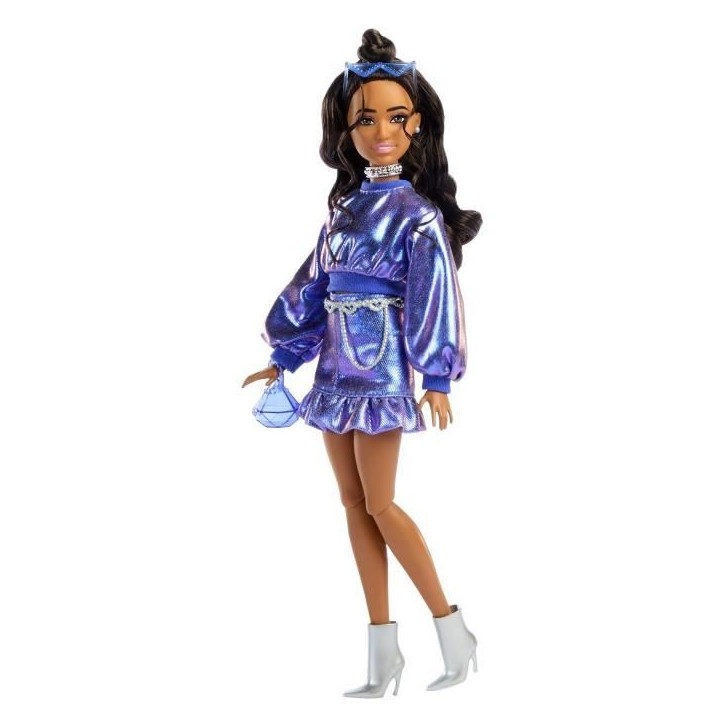 Barbie - Poupée Deluxe Style - Haut et jupe bleu métallisé - Brune - Barbie - JFP42 Barbie - Poupée Deluxe Style - Haut et jupe bleu métallisé - Brune - Barbie - JFP42