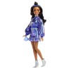 Barbie - Poupée Deluxe Style - Haut et jupe bleu métallisé - Brune