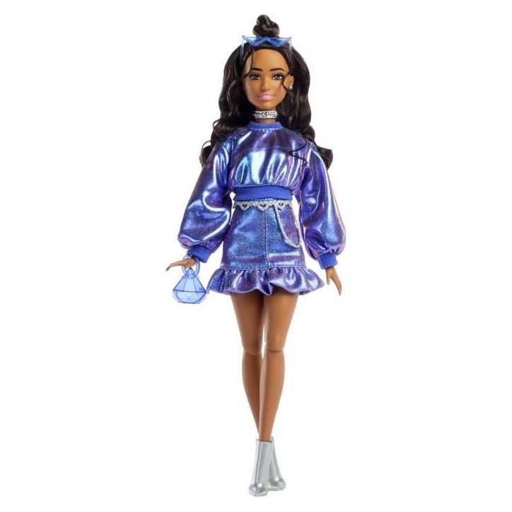 Barbie - Poupée Deluxe Style - Haut et jupe bleu métallisé - Brune - Barbie - JFP42 Barbie - Poupée Deluxe Style - Haut et jupe bleu métallisé - Brune - Barbie - JFP42