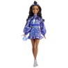 Barbie - Poupée Deluxe Style - Haut et jupe bleu métallisé - Brune