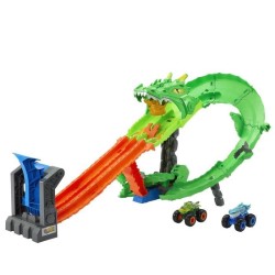 Hot Wheels - Monster Trucks - Coffret Piste Dragon Sharks vs. Dinos -