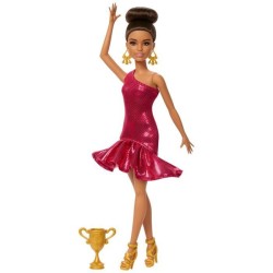 Barbie - Poupée Danseuse de Salon et Accessoires - Brune avec trophé