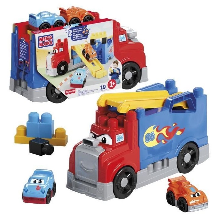 MEGA BLOKS - Camion Course et Construction - Coffret avec 19 pieces - MEGA Bloks - JFR29 MEGA BLOKS - Camion Course et Construction - Coffret avec 19 pieces - MEGA Bloks - JFR29