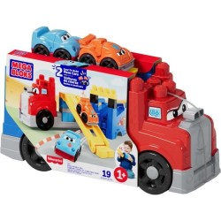 MEGA BLOKS - Camion Course et Construction - Coffret avec 19 pieces -