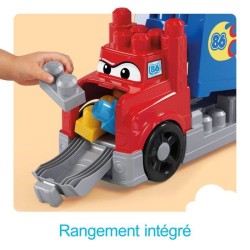 MEGA BLOKS - Camion Course et Construction - Coffret avec 19 pieces -