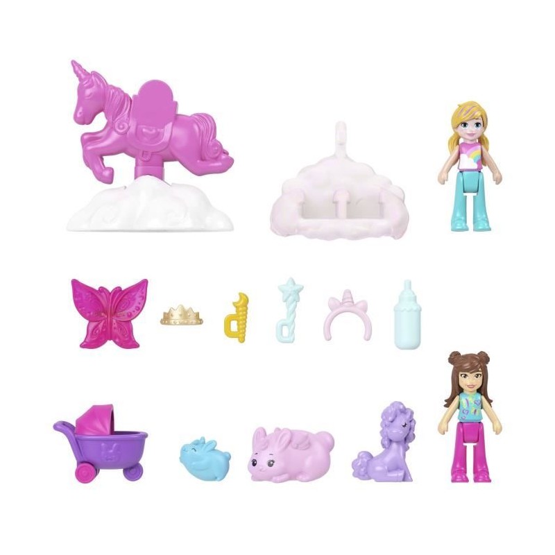 Polly Pocket - Coffret 2 en 1 Lapin - Avec 2 figurines et 12 acces Polly Pocket - Coffret 2 en 1 Lapin - Avec 2 figurines et 12 acces