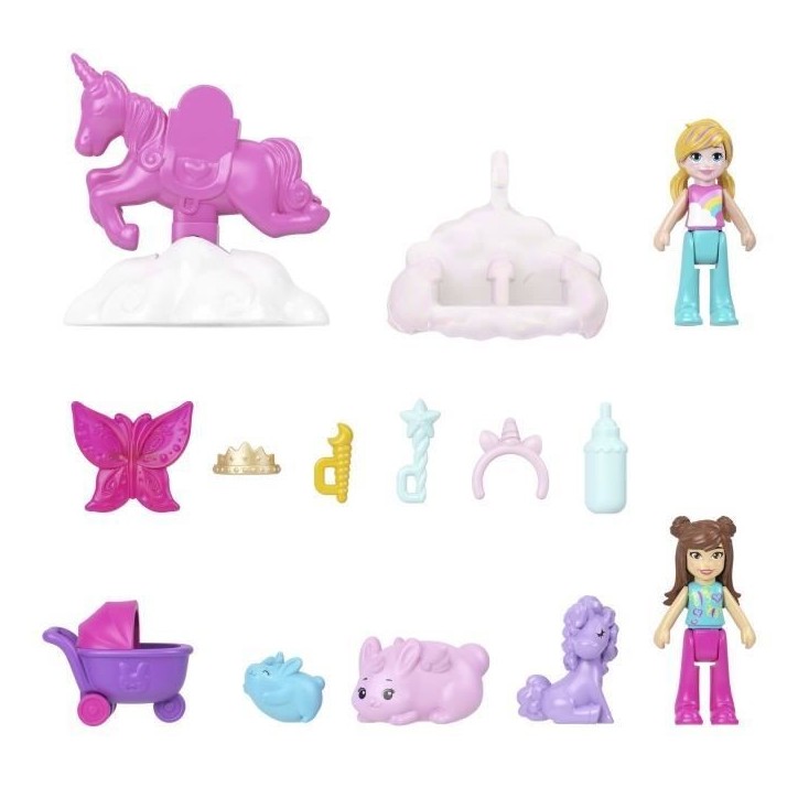 Polly Pocket - Coffret 2 en 1 Lapin - Avec 2 figurines et 12 accessoires - Polly Pocket - JFT88 Polly Pocket - Coffret 2 en 1 Lapin - Avec 2 figurines et 12 accessoires - Polly Pocket - JFT88